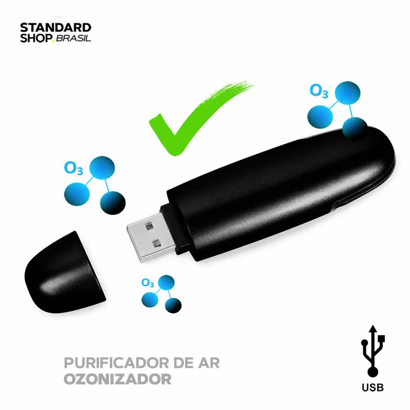 Purificador de Ar Ionizador Gerador de Ozônio Portátil USB Eliminador de Odores Para Carro - Standard Shop